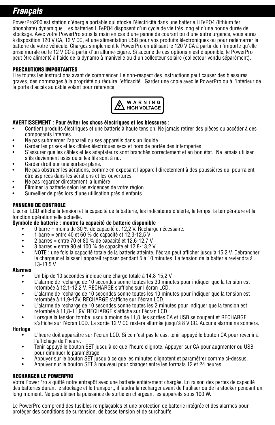 Français | Aervoe PowerPro200 User Manual | Page 6 / 12