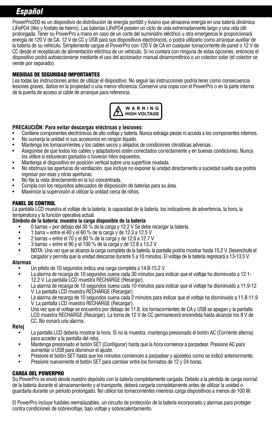 Español | Aervoe PowerPro200 User Manual | Page 9 / 12