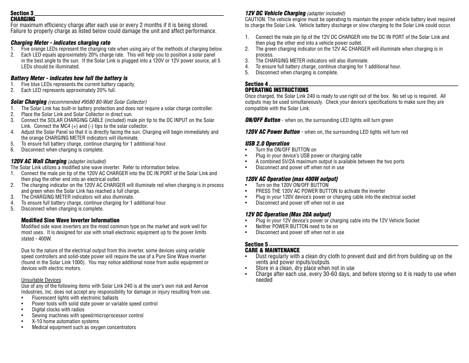 Aervoe Solar Link 240 User Manual | Page 3 / 4