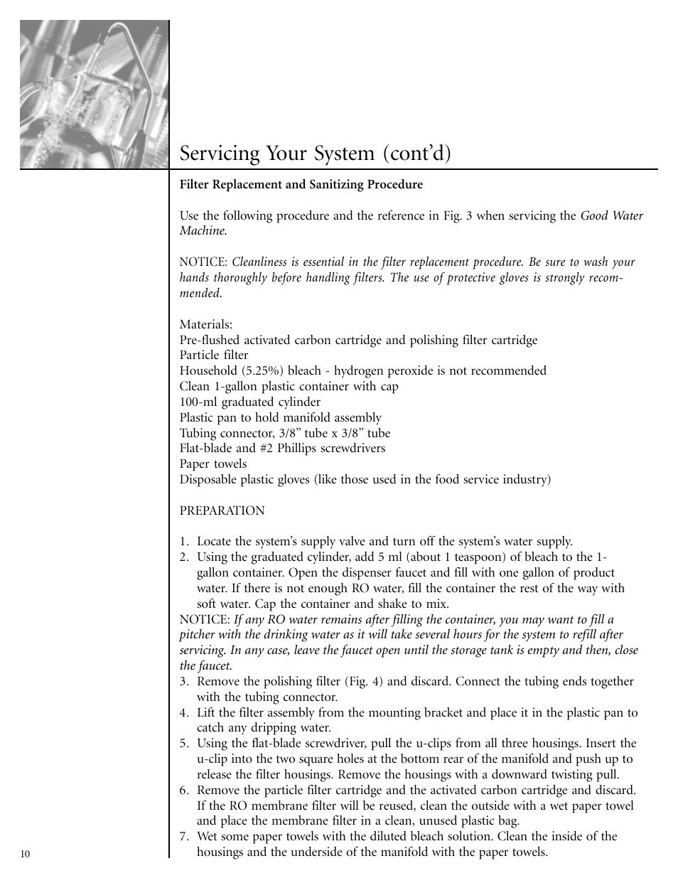 Servicing your system (cont’d) | Culligan GoodWater Machine DrinkingWater System User Manual | Page 12 / 21