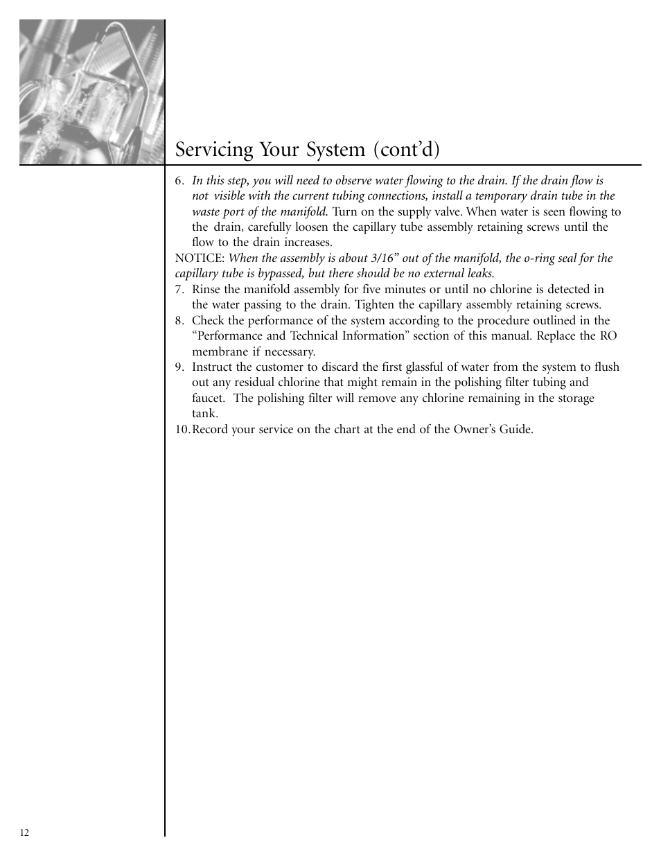 Servicing your system (cont’d) | Culligan GoodWater Machine DrinkingWater System User Manual | Page 14 / 21