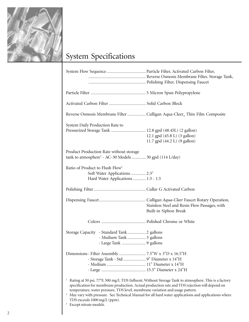 System specifications | Culligan GoodWater Machine DrinkingWater System User Manual | Page 4 / 21