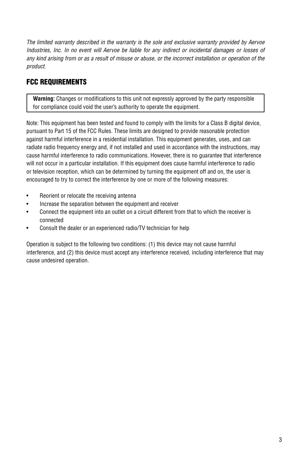 Fcc requirements | Aervoe Solar Link 1000 User Manual | Page 3 / 12