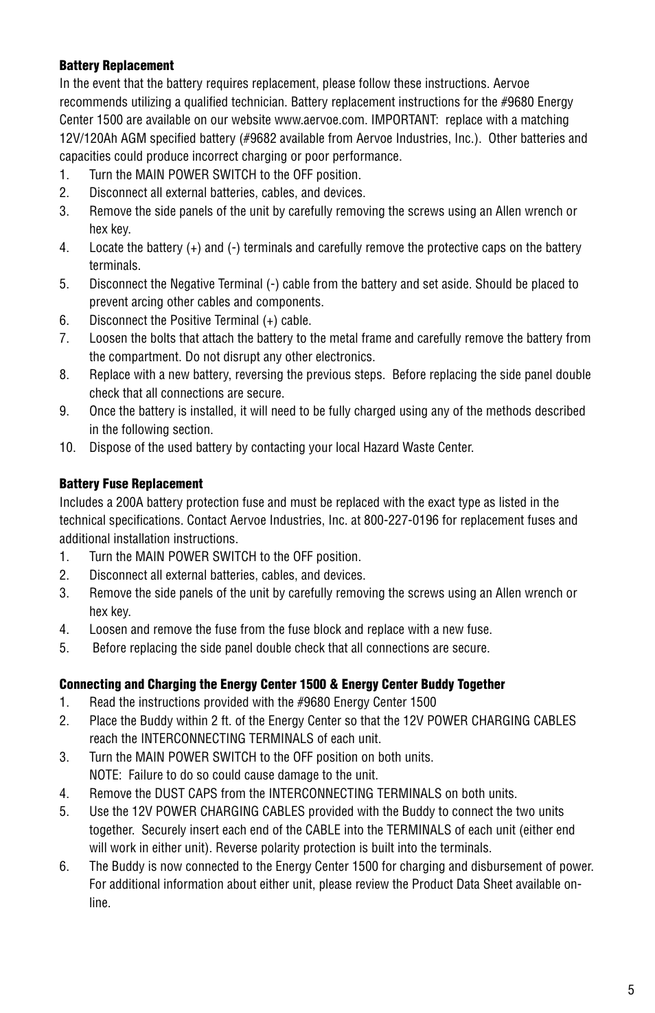 Aervoe 1500-Watt Energy Center Buddy User Manual | Page 5 / 8