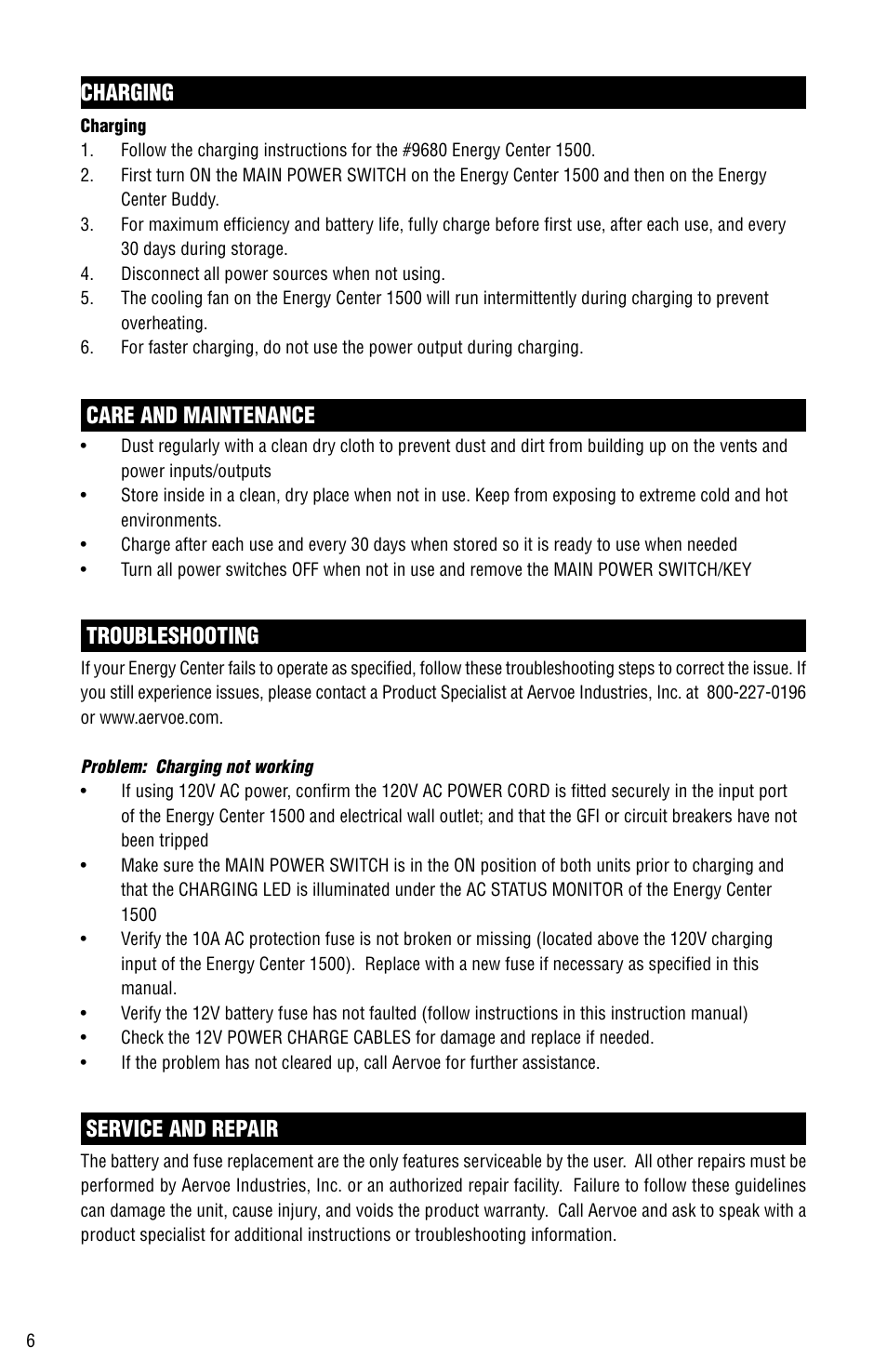 Aervoe 1500-Watt Energy Center Buddy User Manual | Page 6 / 8