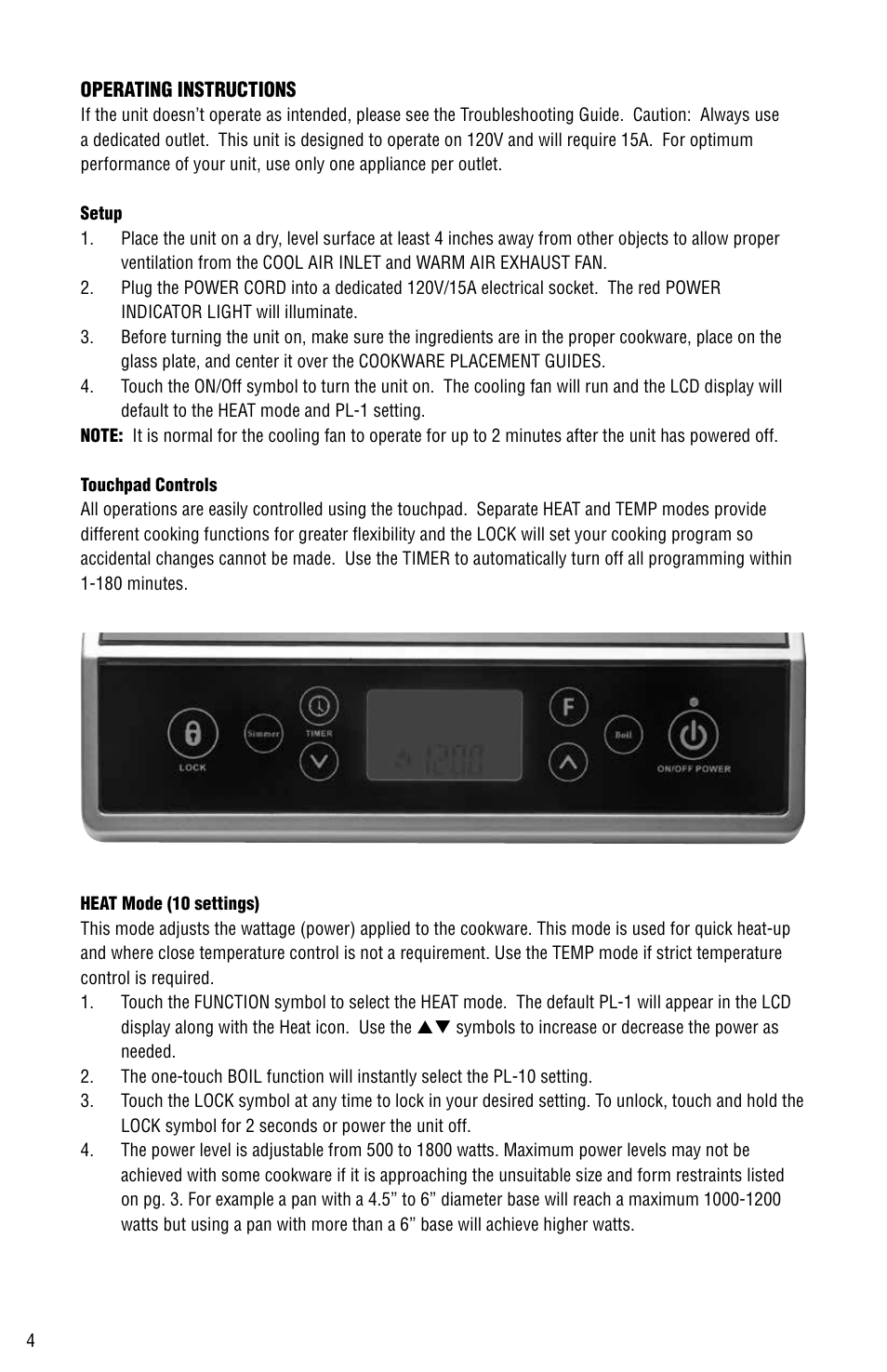 Aervoe Digital Choice Induction Cooktop User Manual | Page 4 / 16