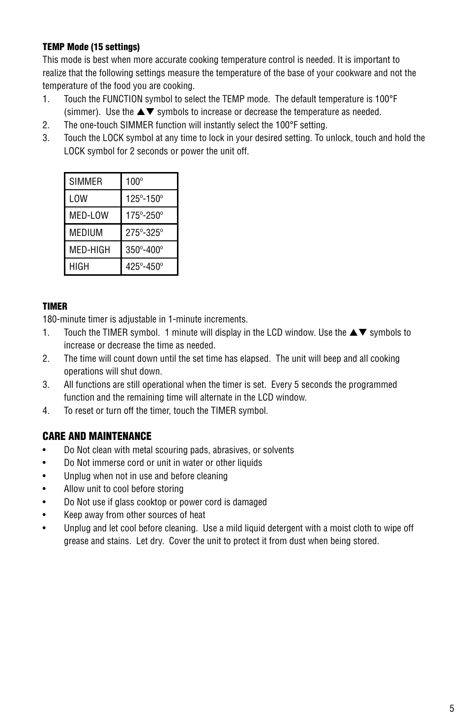 Aervoe Digital Choice Induction Cooktop User Manual | Page 5 / 16