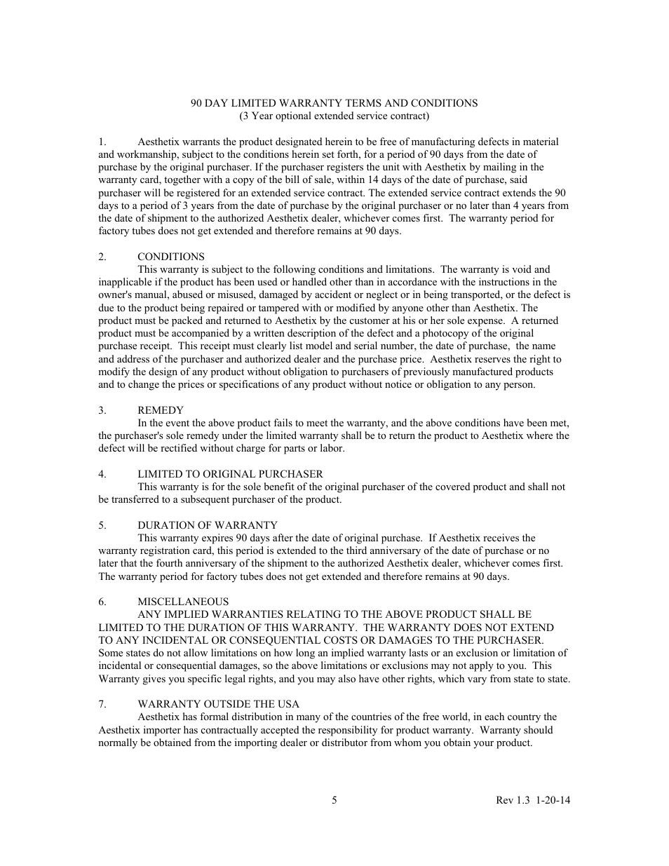 Aesthetix Callisto User Manual | Page 5 / 5