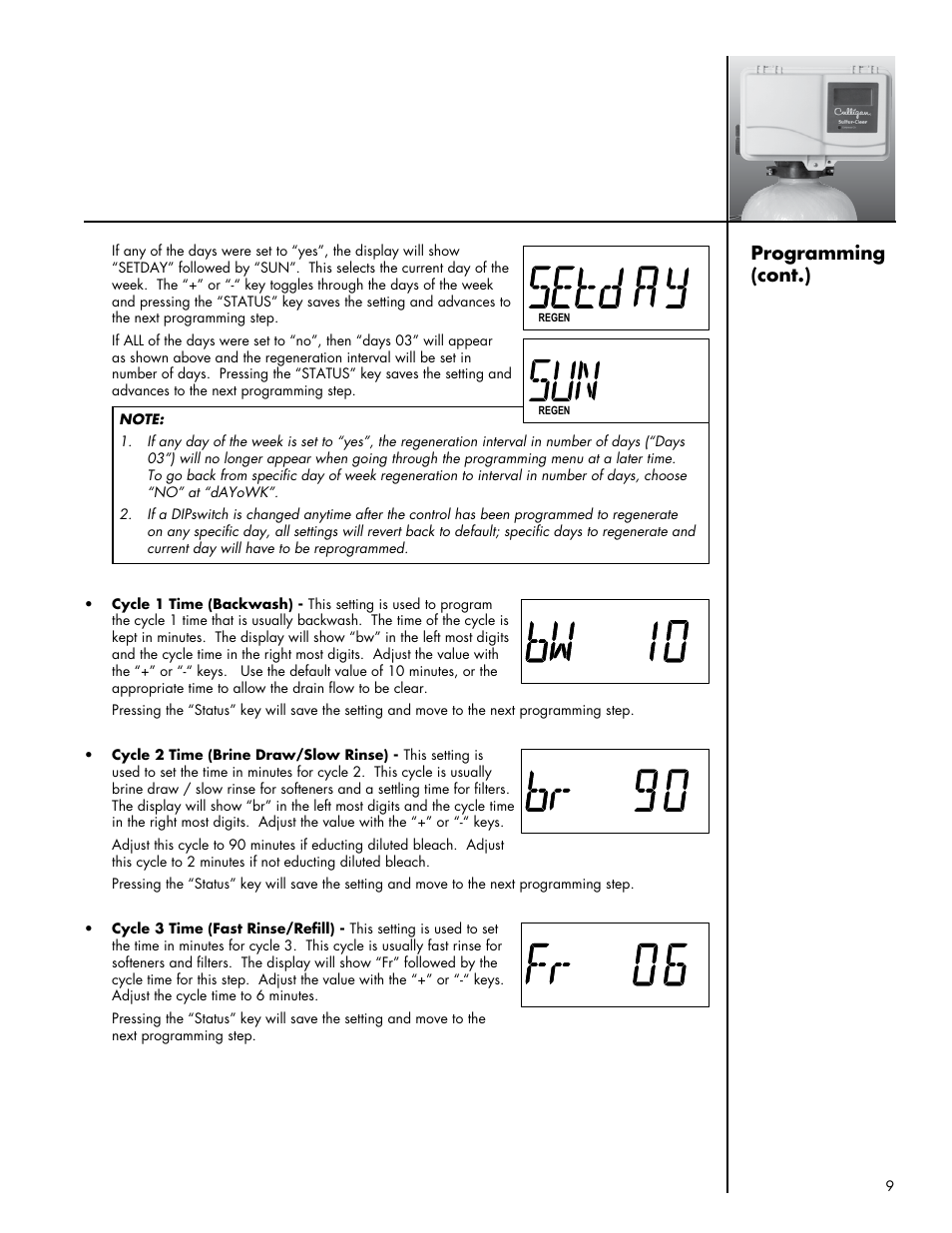 Programming (cont.) | Culligan Sulfur-Cleer User Manual | Page 13 / 27