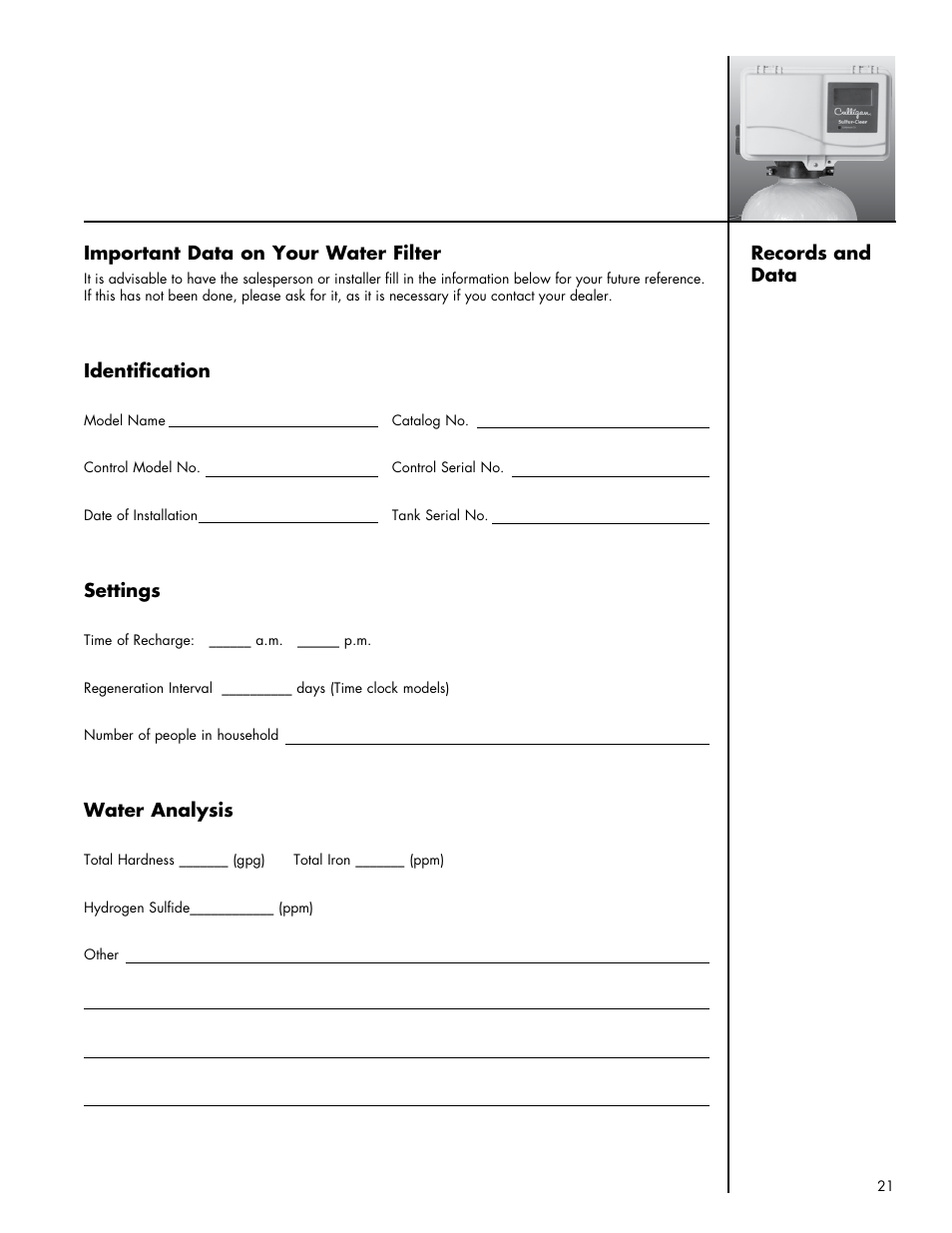 Culligan Sulfur-Cleer User Manual | Page 25 / 27