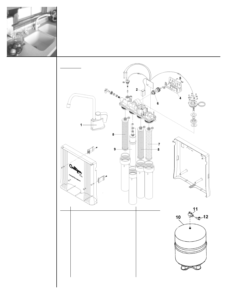 Parts list | Culligan Water Tower User Manual | Page 18 / 21