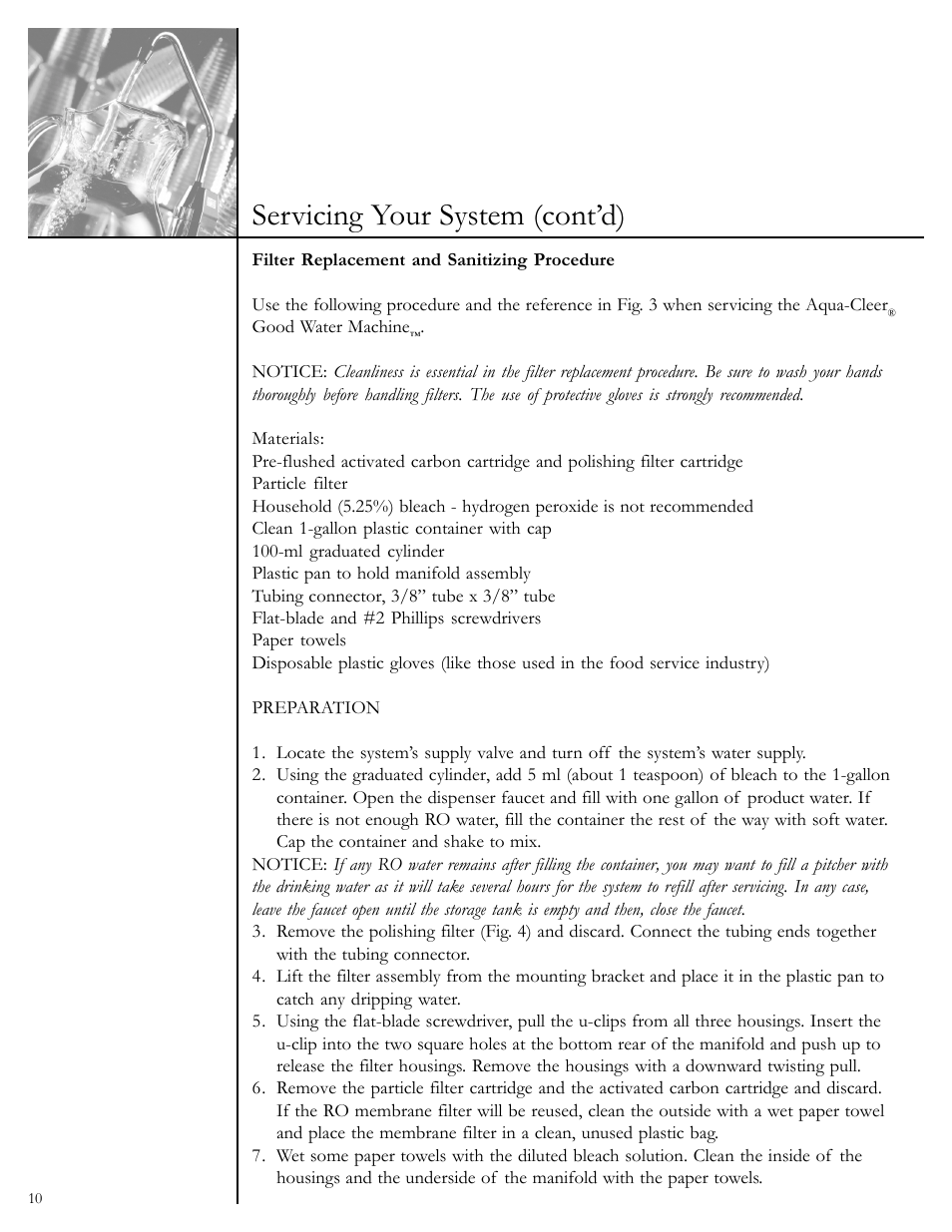 Servicing your system (cont’d) | Culligan Aqua-Cleer User Manual | Page 12 / 21