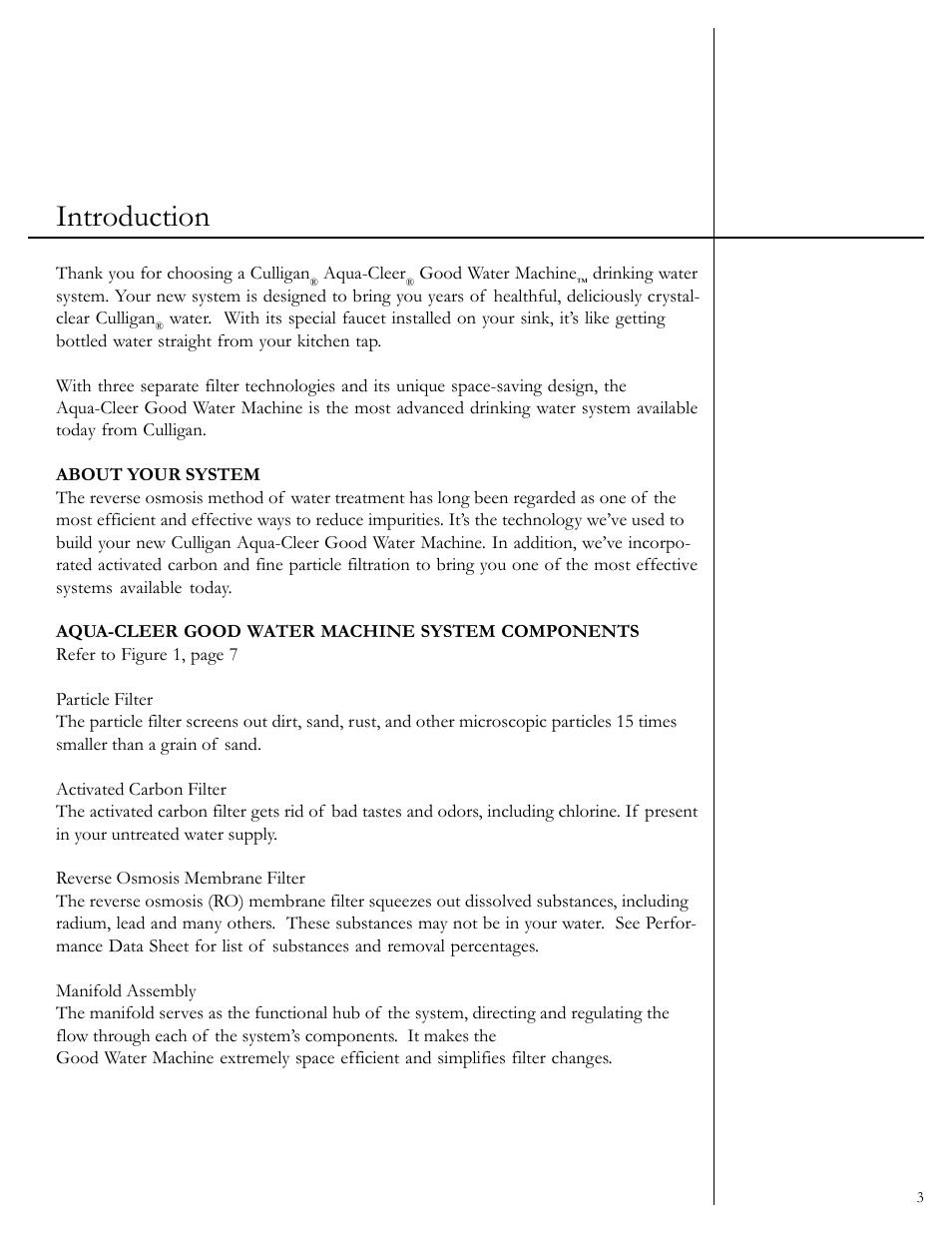 Introduction | Culligan Aqua-Cleer User Manual | Page 5 / 21