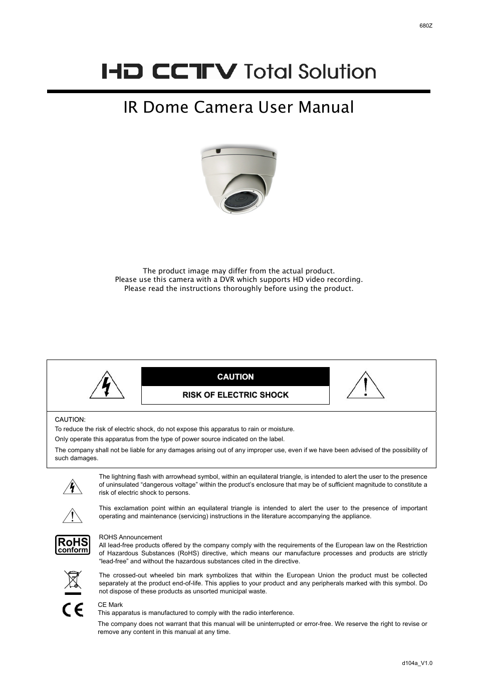 AGI Security CA-HTDR811 User Manual | 6 pages