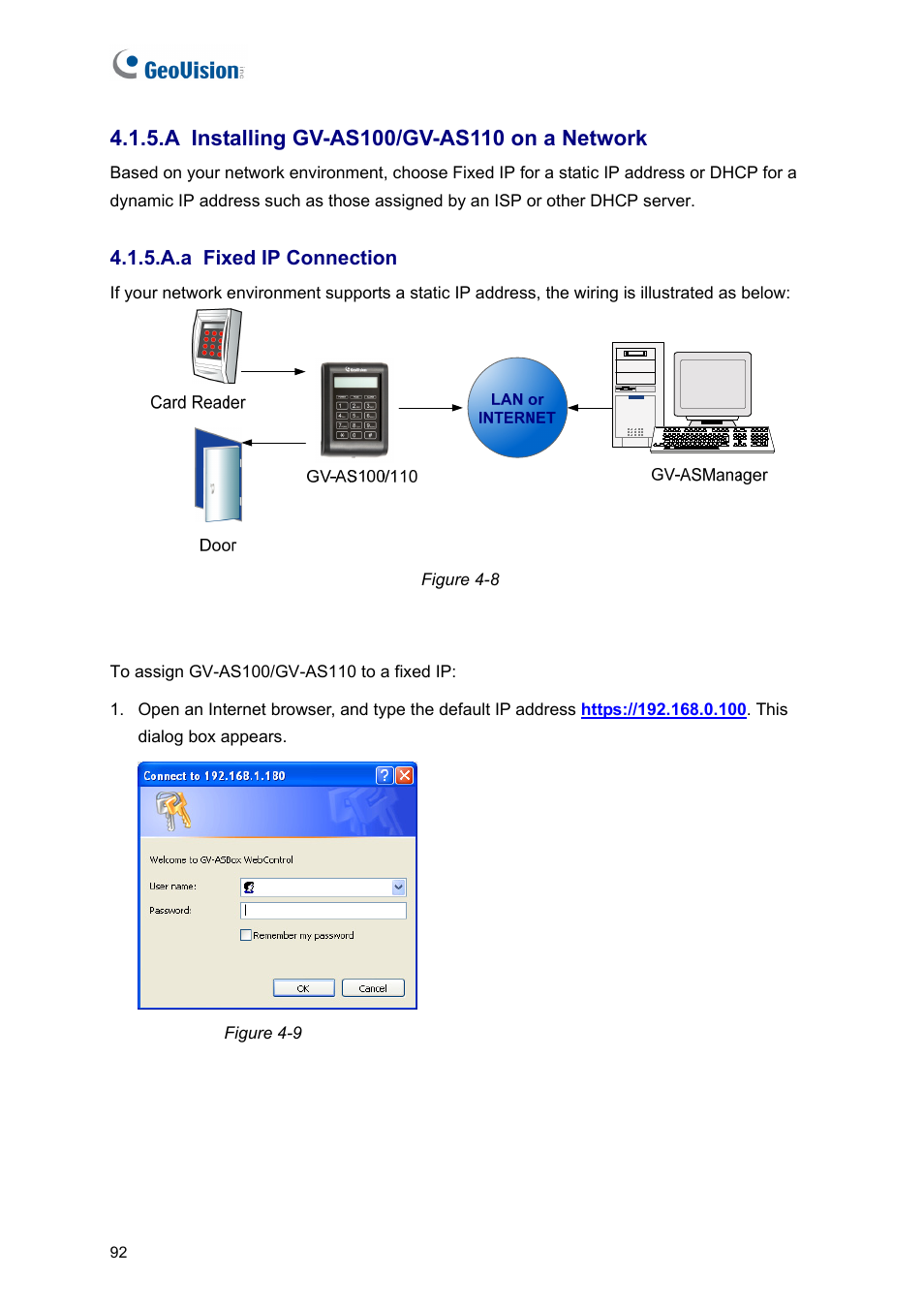A installing gv-as100/gv-as110 on a network, A.a fixed ip connection | AGI Security GV-CONCT User Manual | Page 102 / 172