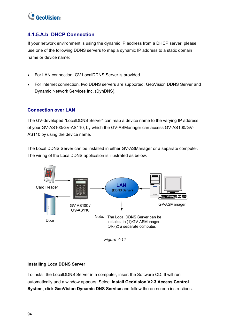 A.b dhcp connection, Connection over lan, Installing localddns server | AGI Security GV-CONCT User Manual | Page 104 / 172