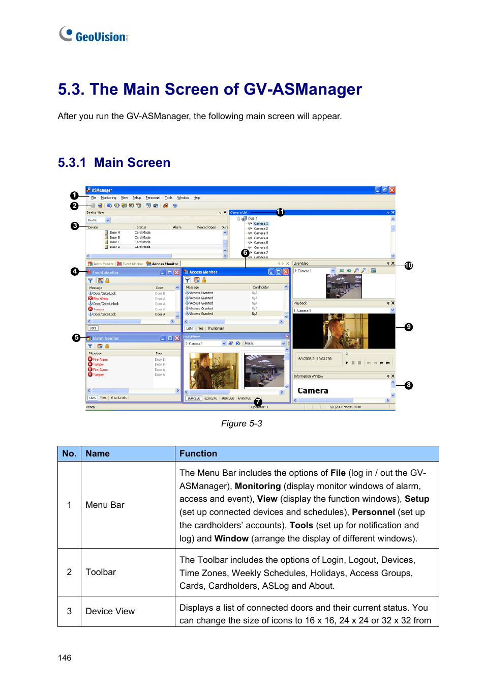 The main screen of gv-asmanager, 1 main screen | AGI Security GV-CONCT User Manual | Page 156 / 172