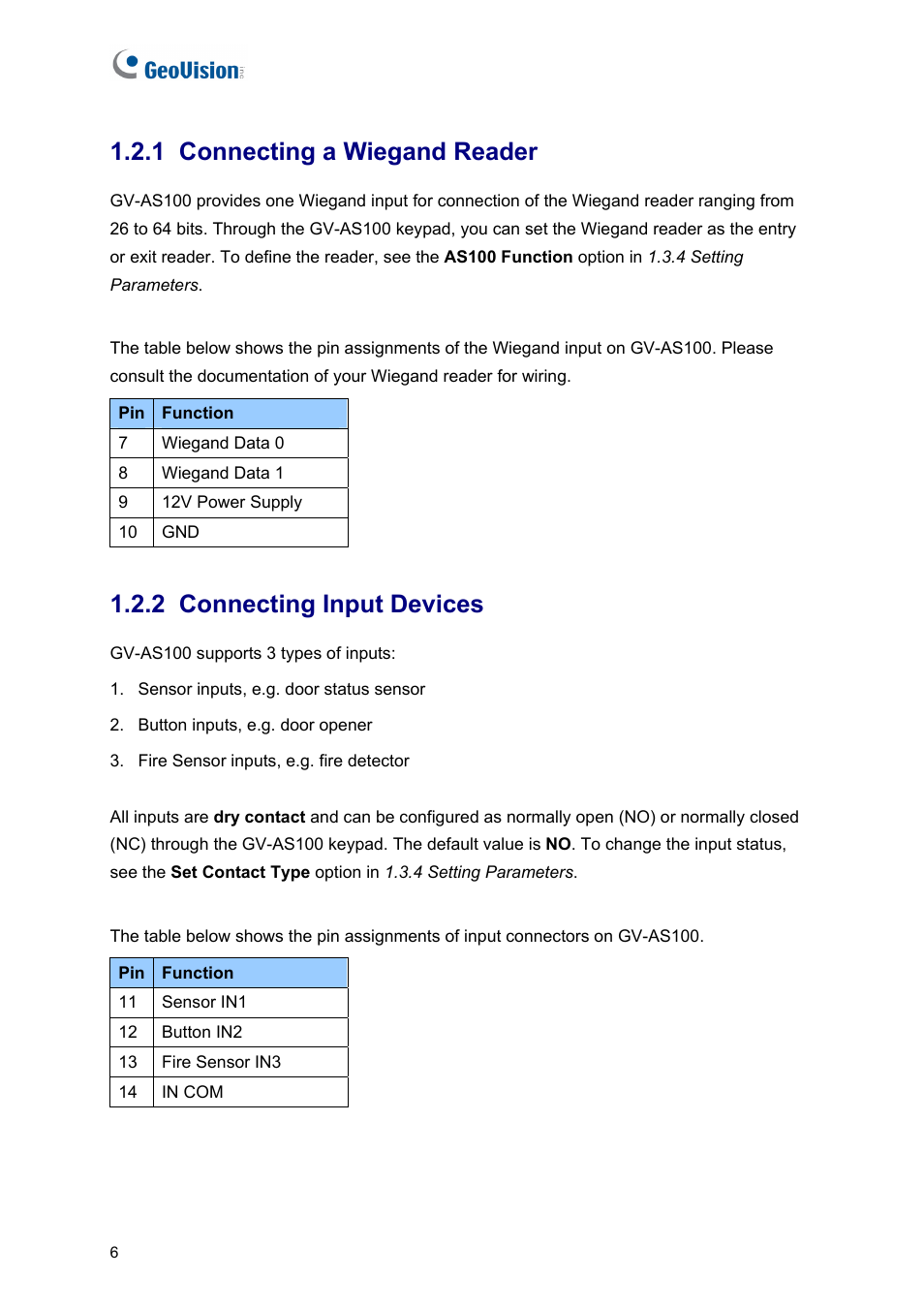 1 connecting a wiegand reader, 2 connecting input devices | AGI Security GV-CONCT User Manual | Page 16 / 172