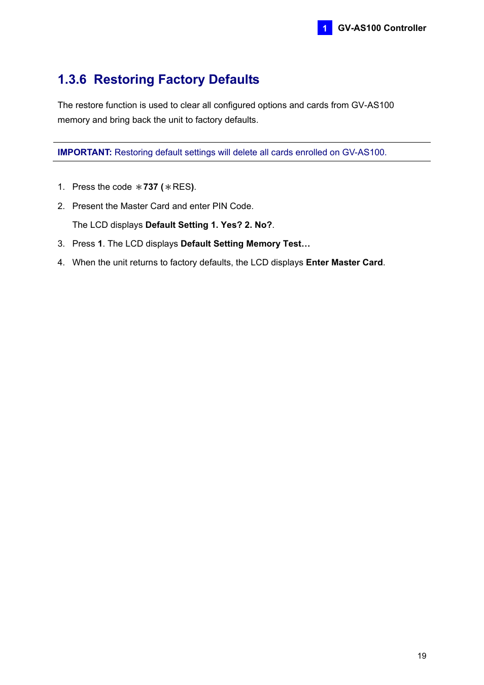 6 restoring factory defaults | AGI Security GV-CONCT User Manual | Page 29 / 172