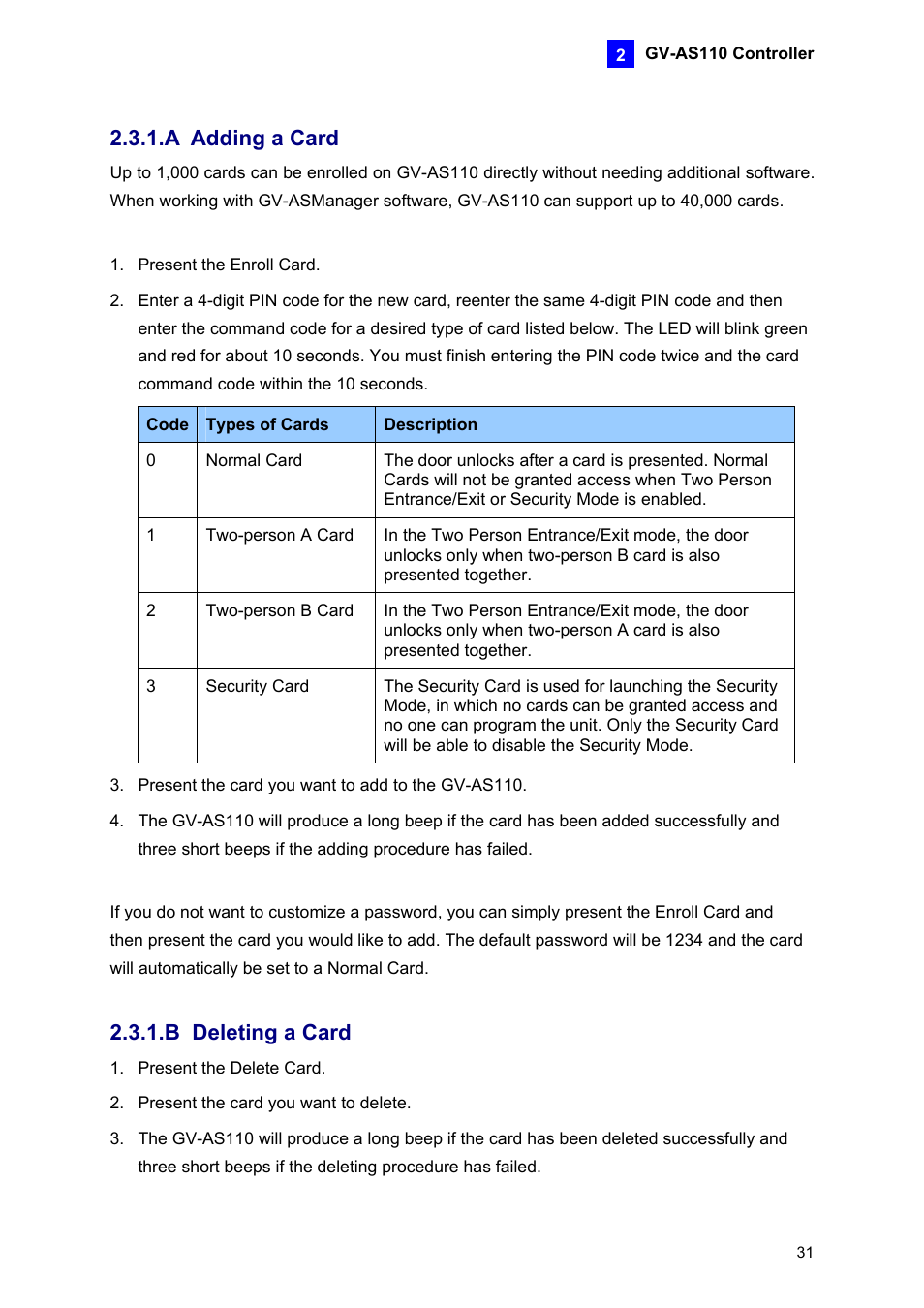 A adding a card, B deleting a card, Adding a card | Deleting a card | AGI Security GV-CONCT User Manual | Page 41 / 172