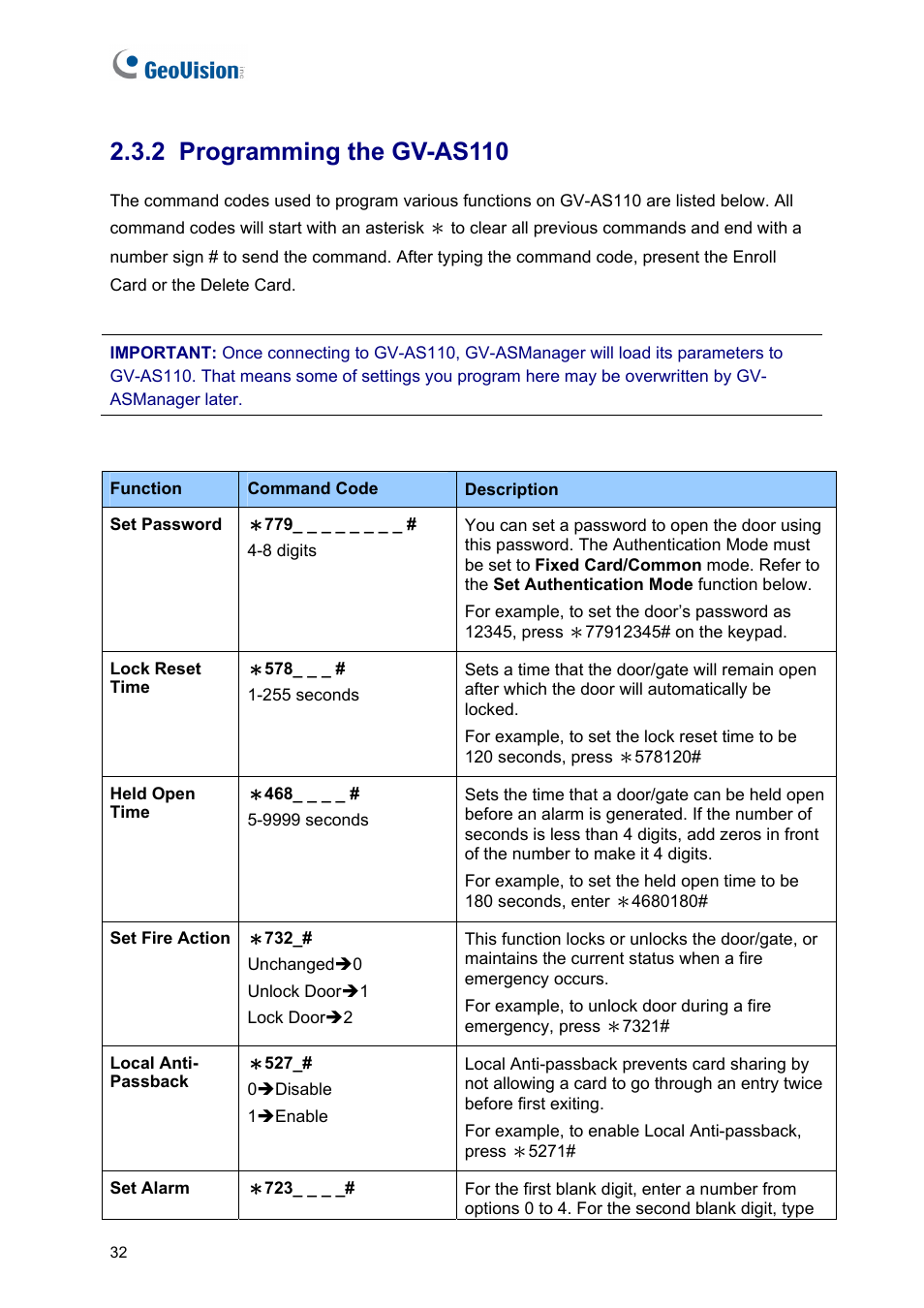 2 programming the gv-as110 | AGI Security GV-CONCT User Manual | Page 42 / 172