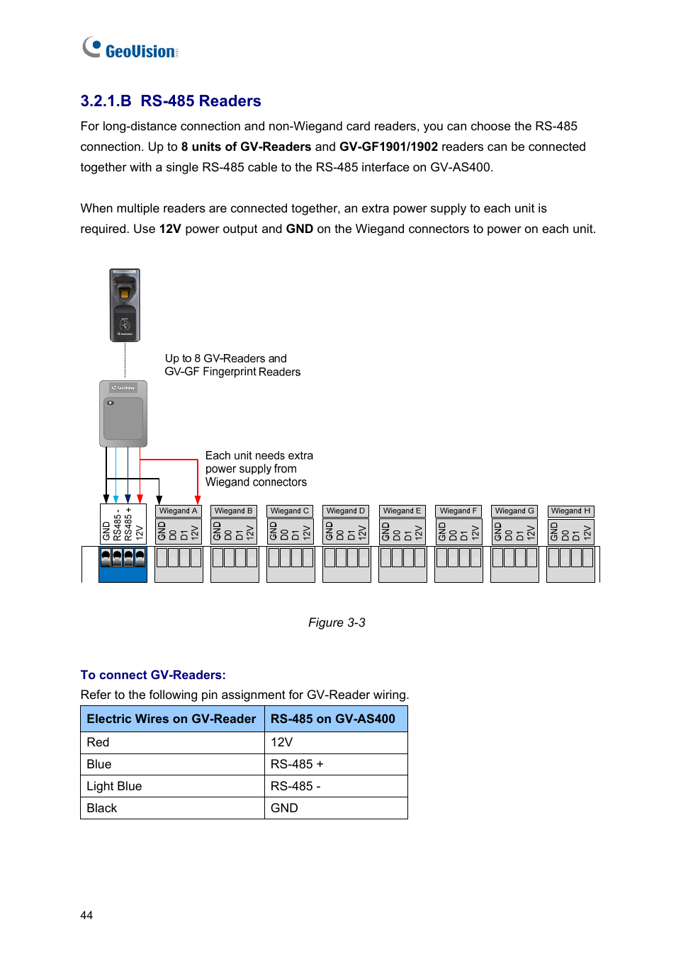 B rs-485 readers | AGI Security GV-CONCT User Manual | Page 54 / 172