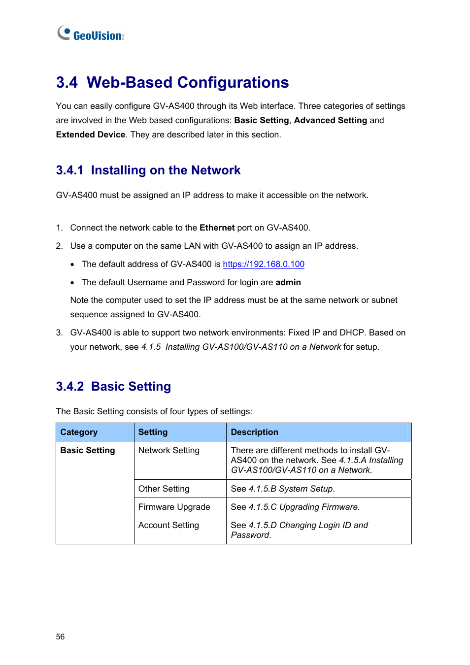 4 web-based configurations, 1 installing on the network, 2 basic setting | AGI Security GV-CONCT User Manual | Page 66 / 172