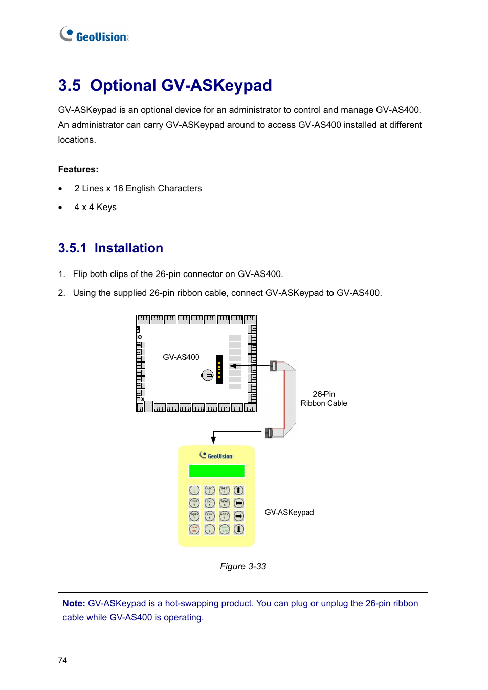 5 optional gv-askeypad, 1 installation | AGI Security GV-CONCT User Manual | Page 84 / 172