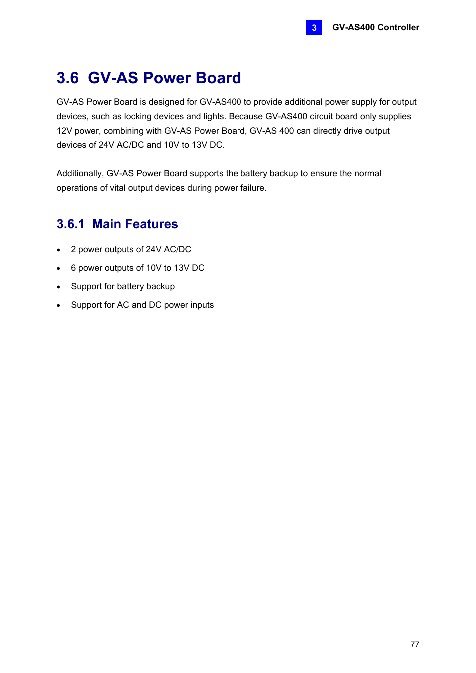 6 gv-as power board, 1 main features | AGI Security GV-CONCT User Manual | Page 87 / 172