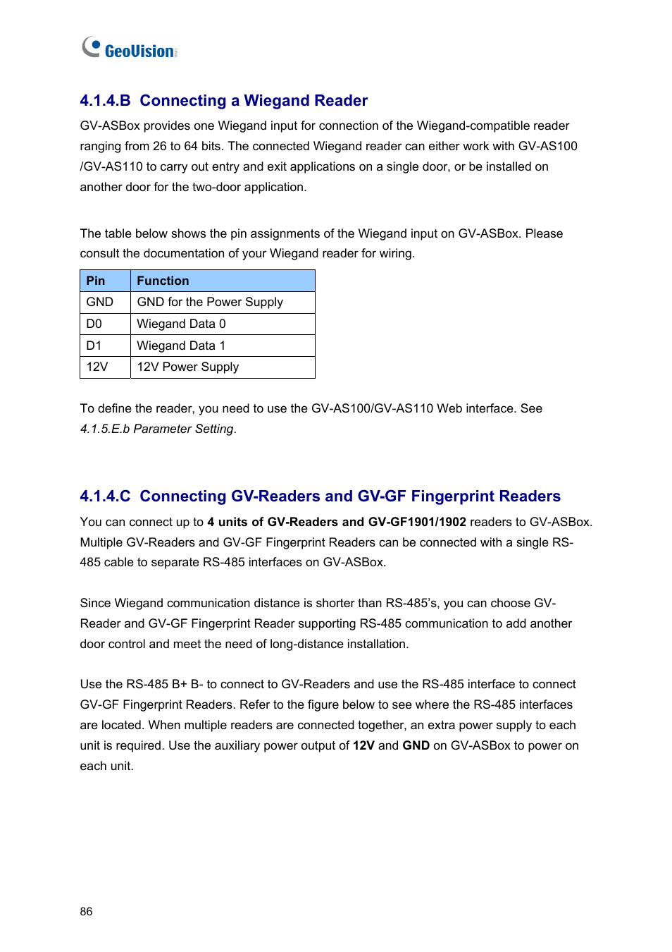 B connecting a wiegand reader | AGI Security GV-CONCT User Manual | Page 96 / 172