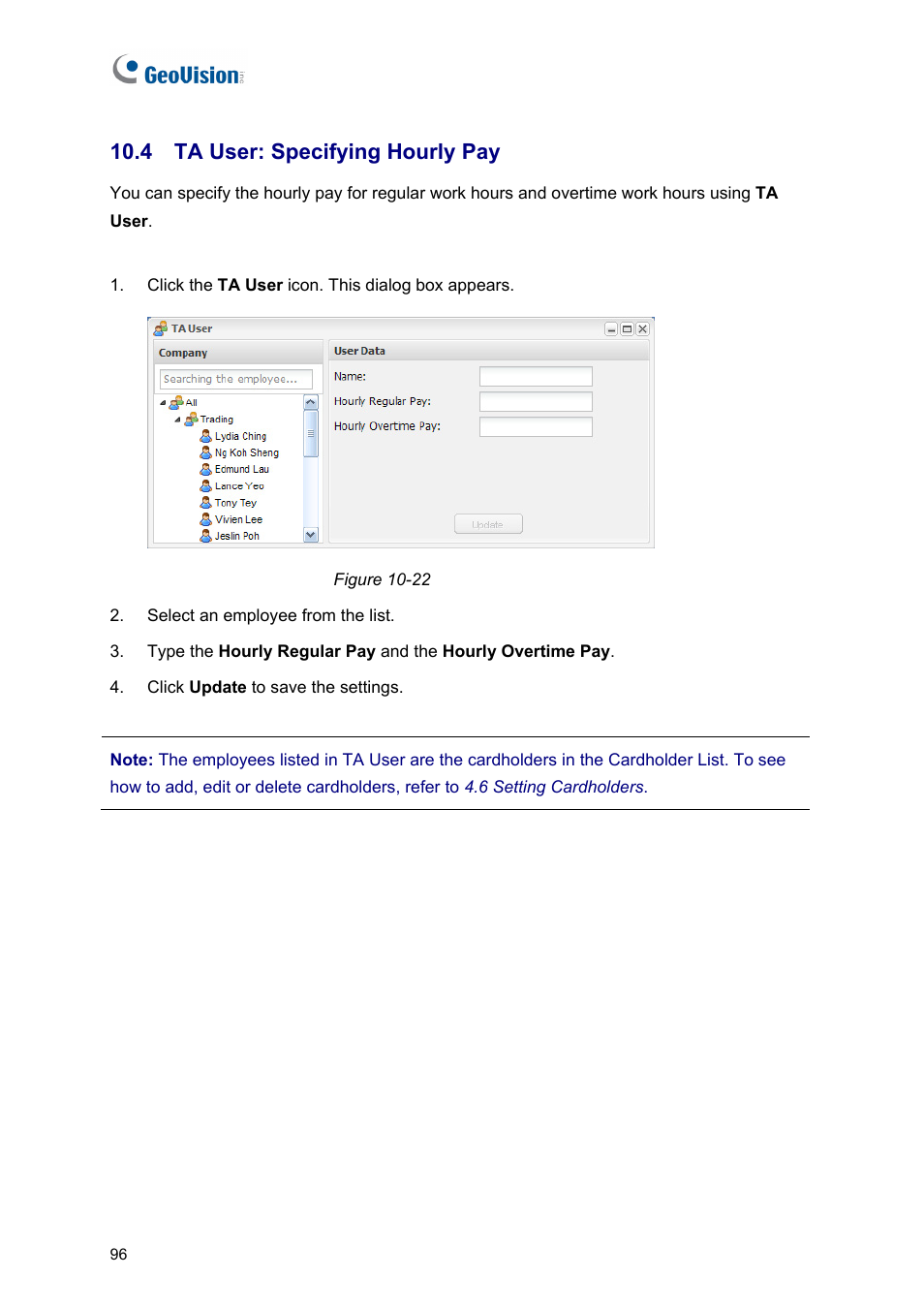 4 ta user: specifying hourly pay | AGI Security GVASBOX-100 User Manual | Page 104 / 138
