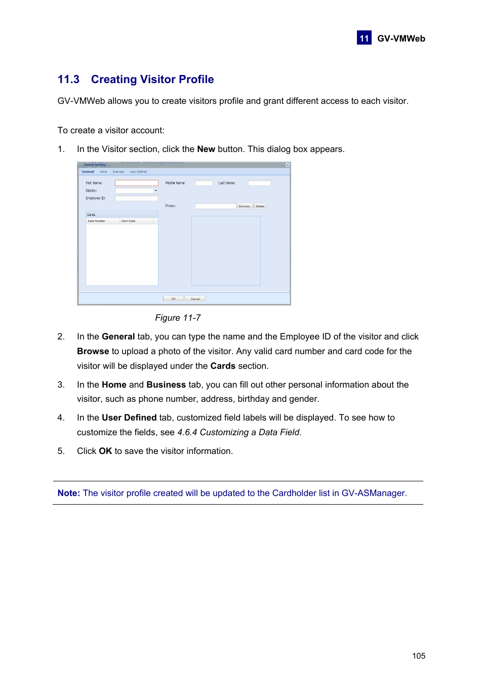 3 creating visitor profile | AGI Security GVASBOX-100 User Manual | Page 113 / 138