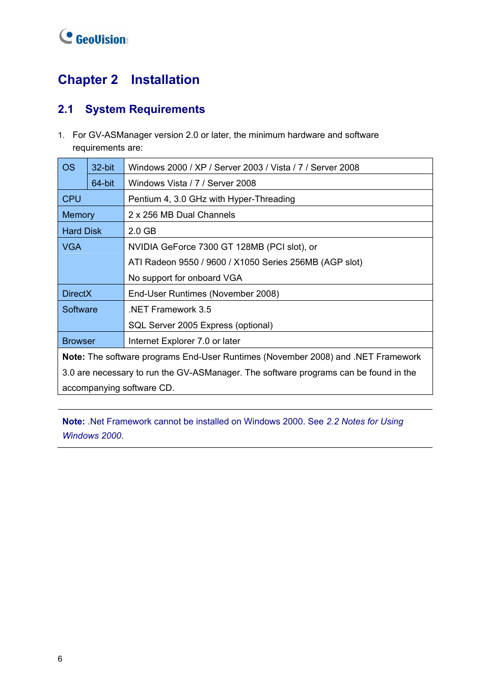 Chapter 2 installation, 1 system requirements | AGI Security GVASBOX-100 User Manual | Page 14 / 138