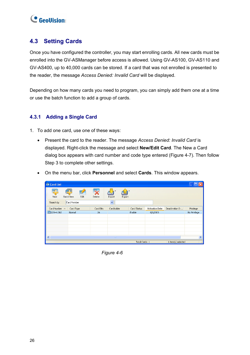 3 setting cards, 1 adding a single card | AGI Security GVASBOX-100 User Manual | Page 34 / 138