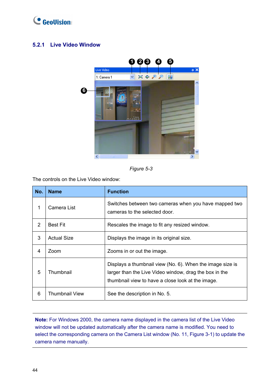 1 live video window | AGI Security GVASBOX-100 User Manual | Page 52 / 138