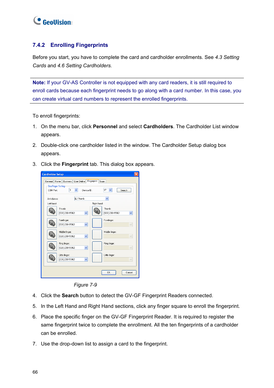 2 enrolling fingerprints | AGI Security GVASBOX-100 User Manual | Page 74 / 138
