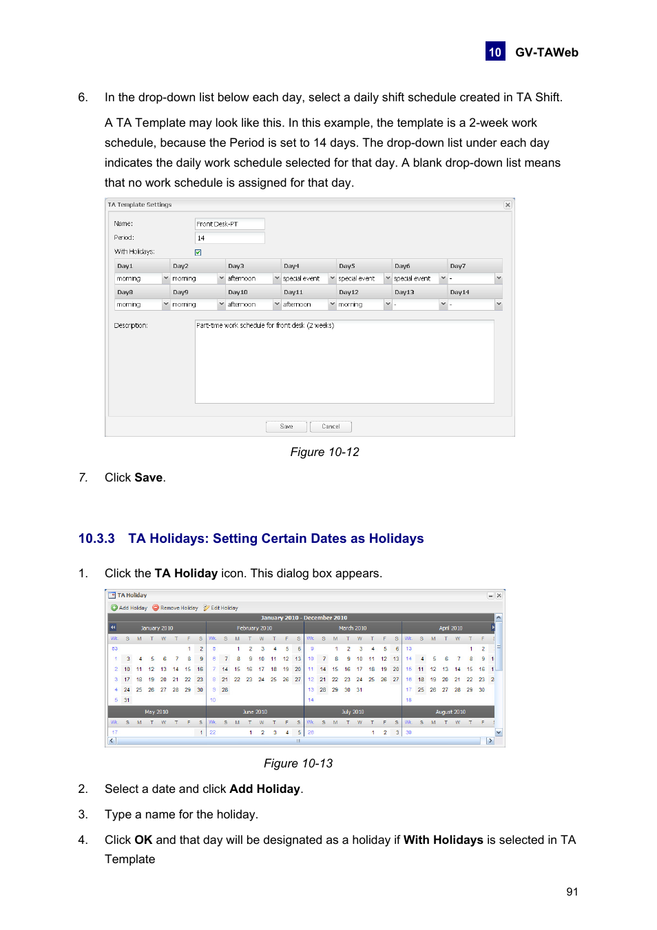 3 ta holidays: setting certain dates as holidays | AGI Security GVASBOX-100 User Manual | Page 99 / 138