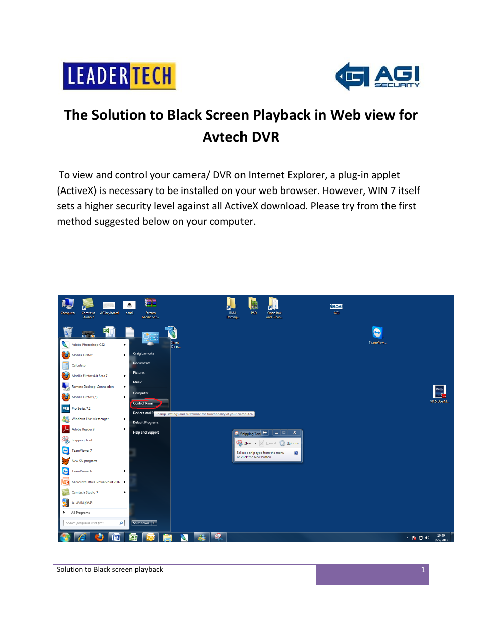 AGI Security SYS-16A901 Solution to black screen playback User Manual | 7 pages