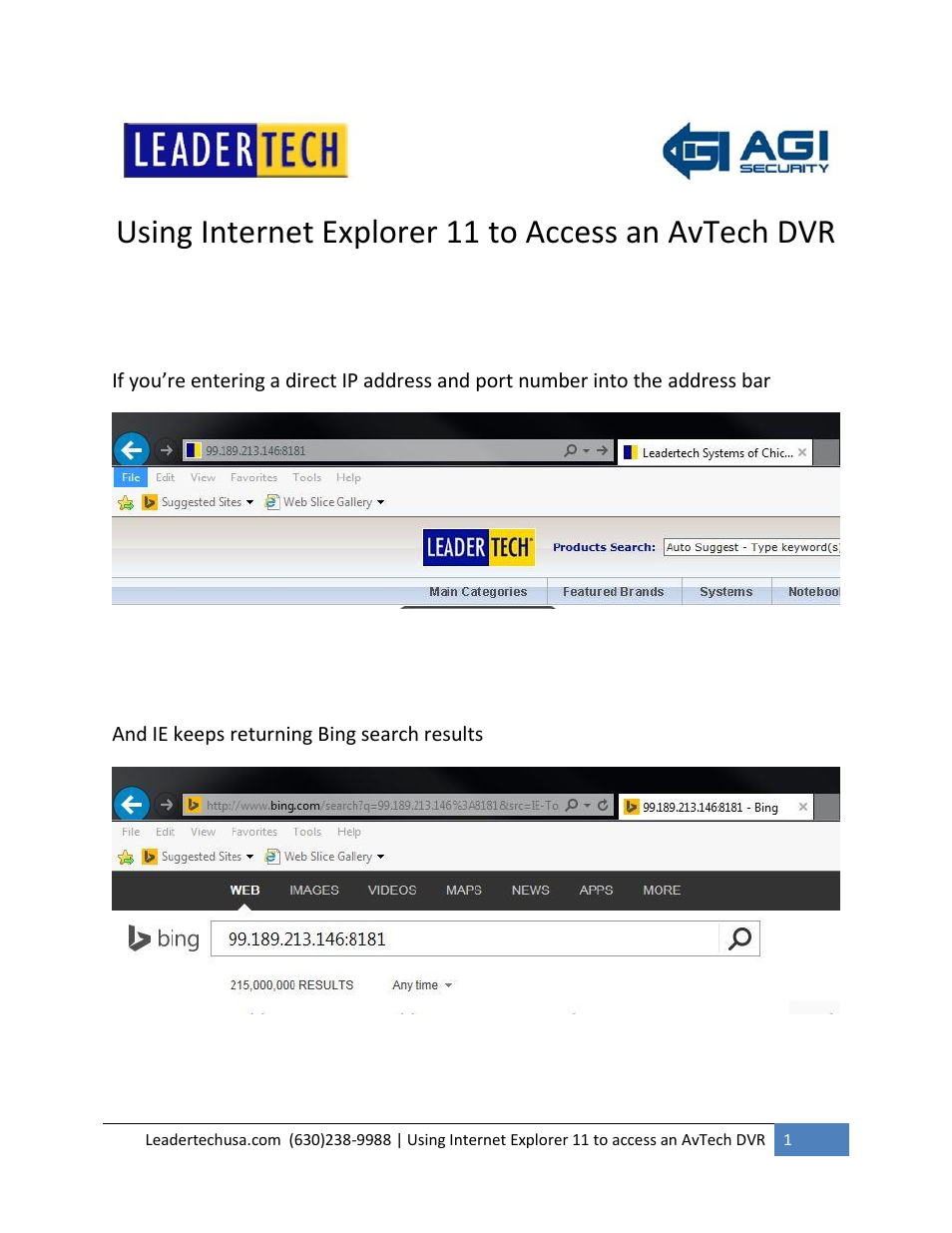AGI Security SYS-16A901 Using ie11 with avtech User Manual | 7 pages