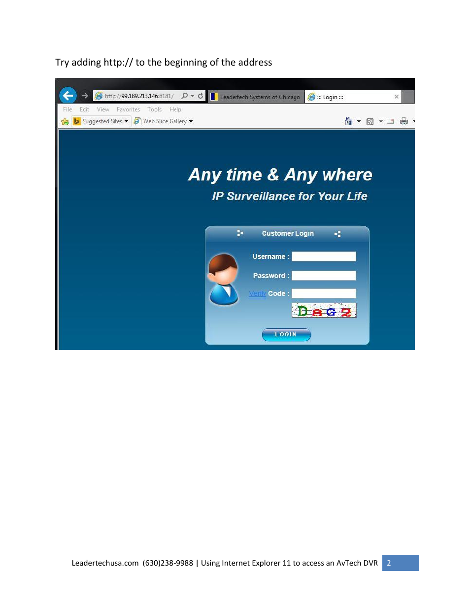 AGI Security SYS-16A901 Using ie11 with avtech User Manual | Page 2 / 7