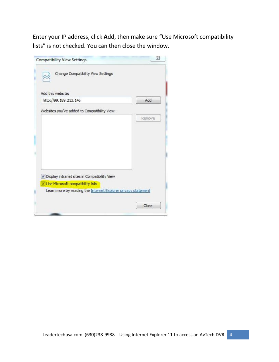 AGI Security SYS-16A901 Using ie11 with avtech User Manual | Page 4 / 7