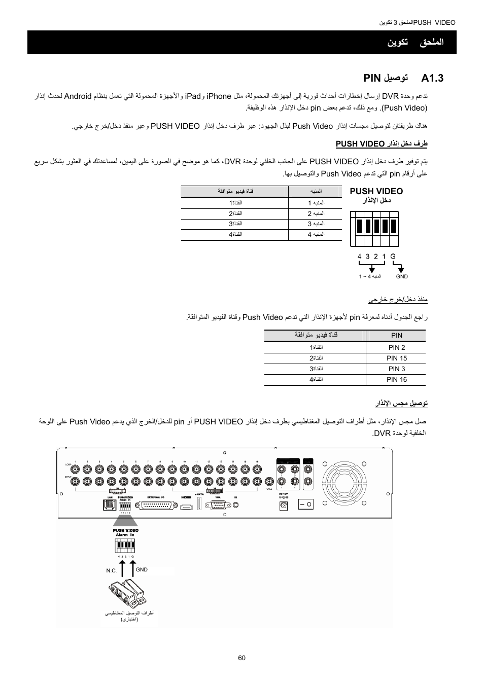 ﻖﺤﻠﻤﻟا, ﻦﻳﻮﻜﺗ, Push video | ﻞﻴﺻﻮﺗ, ﻖﺤﻠﻤﻟا 3 ﻦﻳﻮﻜﺗ push video 1.3 a ﻞﻴﺻﻮﺗ pin | AGI Security SYS-16A901 User Manual User Manual | Page 449 / 459