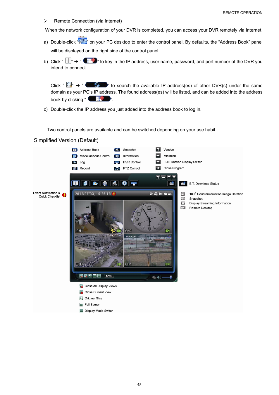 2 control panel overview, Simplified version (default) | AGI Security SYS-16A901 User Manual User Manual | Page 54 / 459