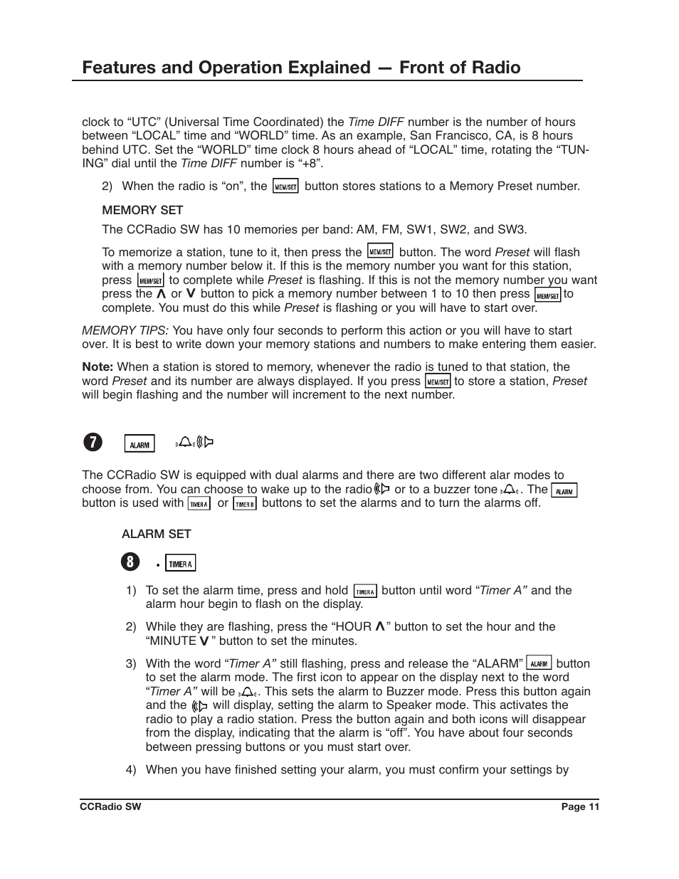 Features and operation explained — front of radio | C. Crane CCRadio SW User Manual | Page 11 / 24