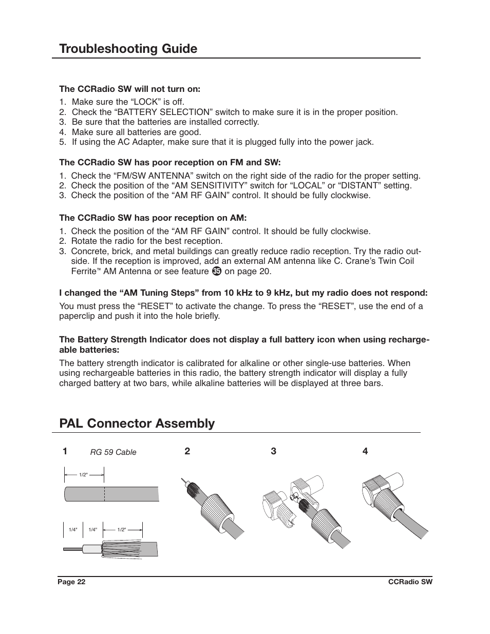 Troubleshooting guide pal connector assembly | C. Crane CCRadio SW User Manual | Page 22 / 24