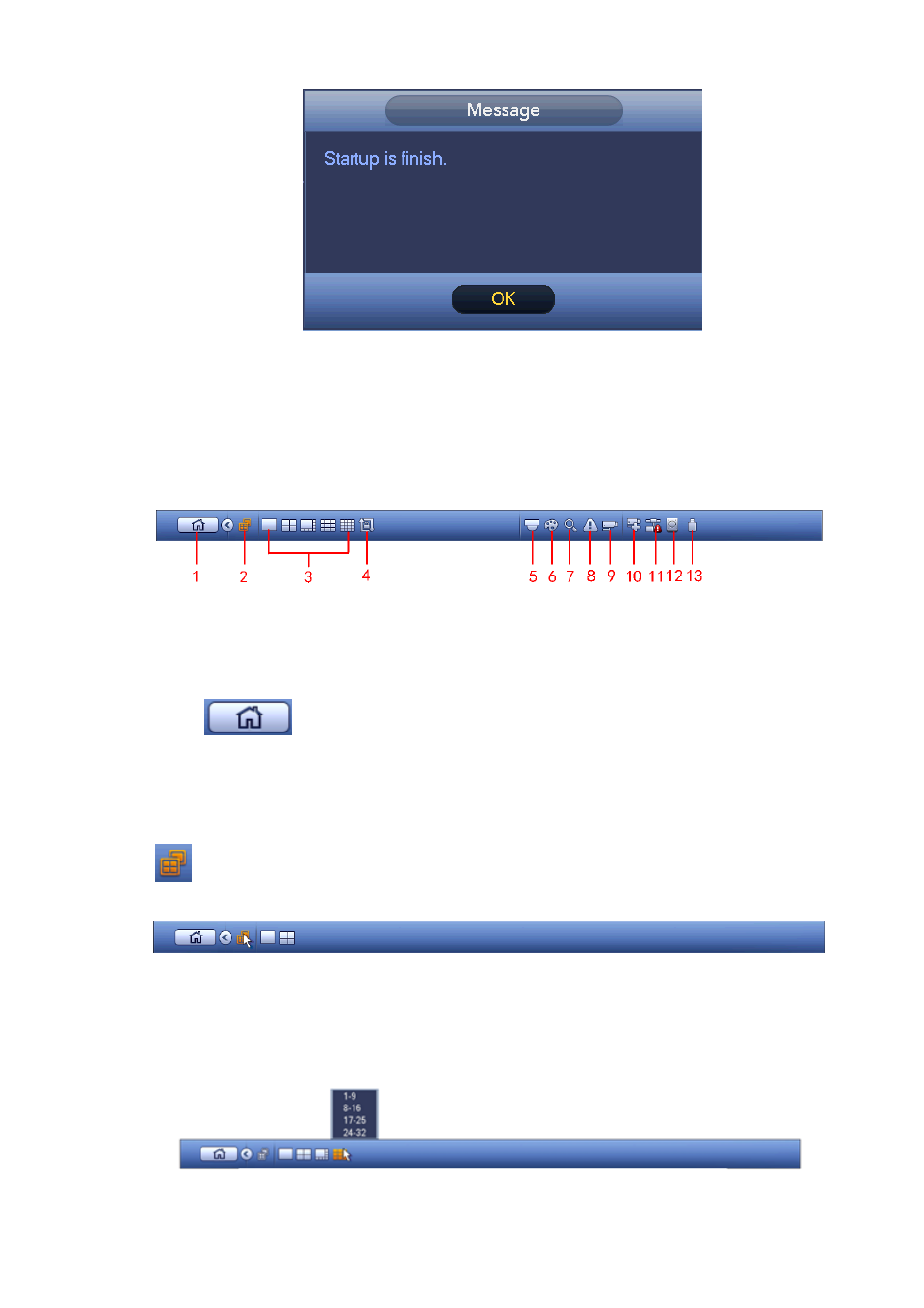 3 navigation bar, 1 main menu, 2 dual-screen operation | Navigation bar, Main menu, Dual-screen operation | AGI Security SYS-16HN44P User Manual | Page 122 / 324