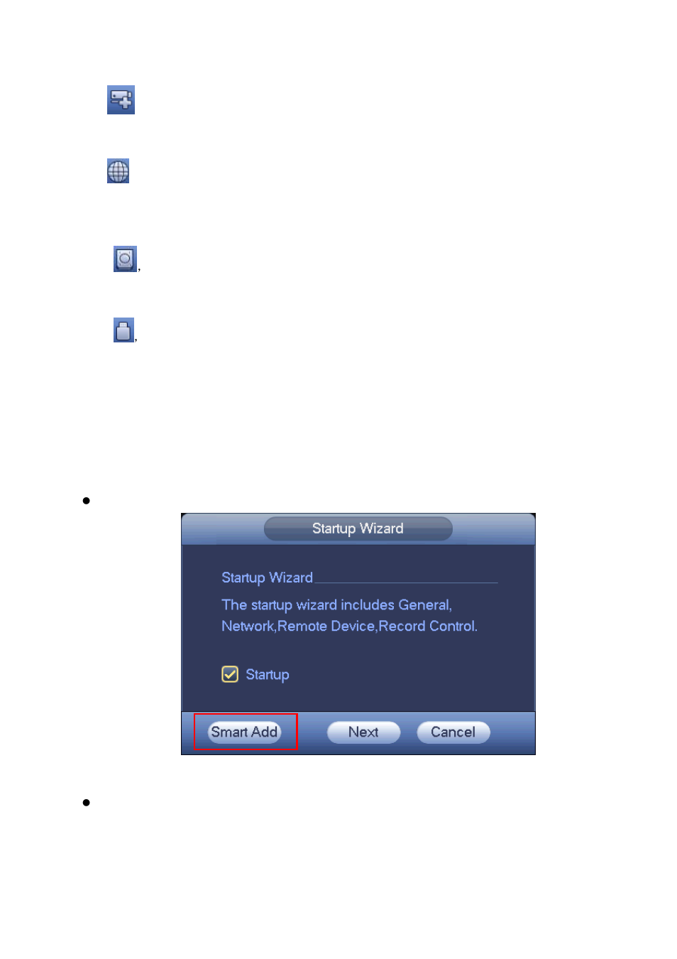 10 remote device, 11 network, 12 hdd manager | 13 usb manager, 4 smart add, Remote device, Network, Hdd manager, Usb manager, Smart add | AGI Security SYS-16HN44P User Manual | Page 124 / 324