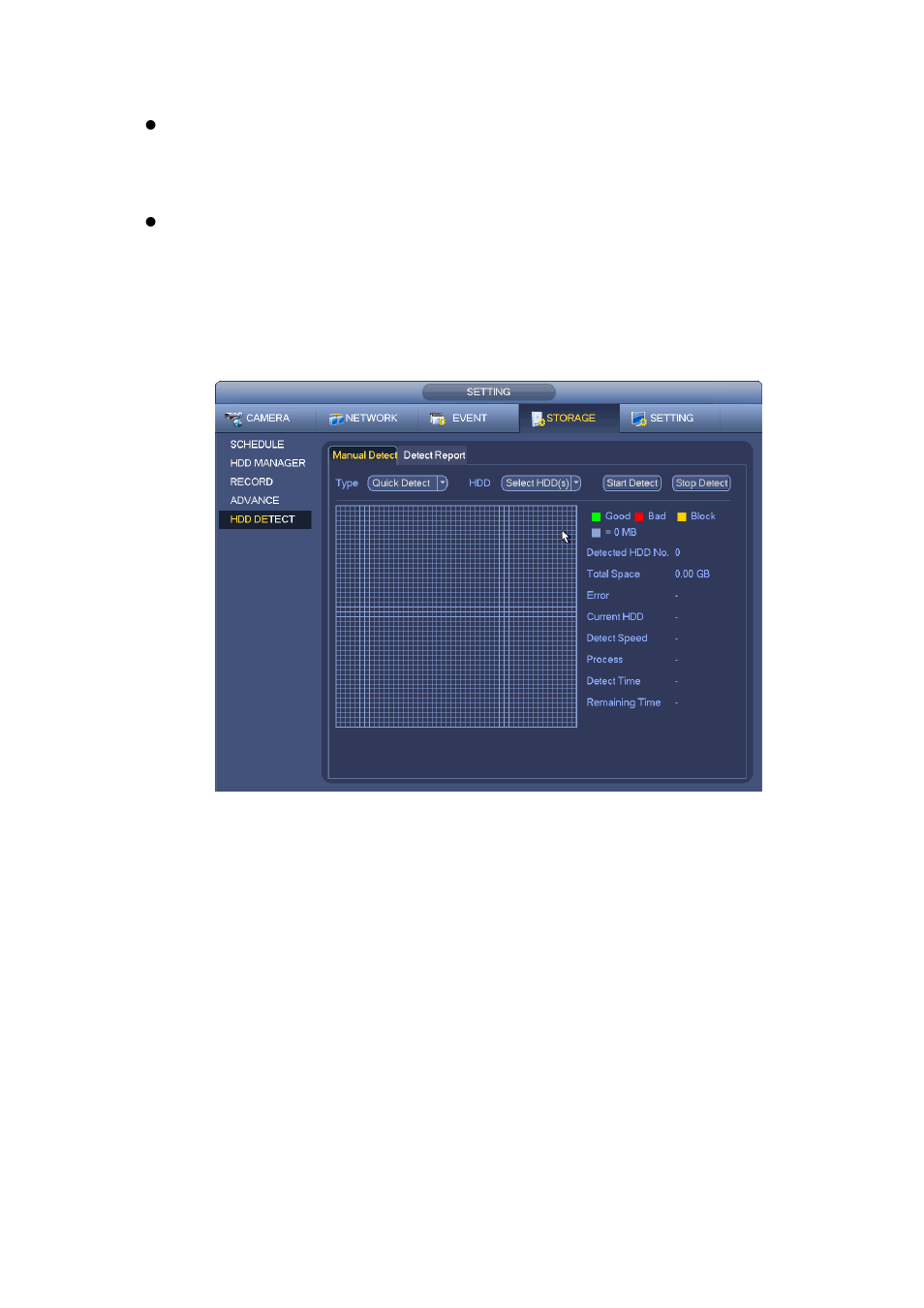 1 manual detect, 2 detect report, Manual detect | Detect report | AGI Security SYS-16HN44P User Manual | Page 217 / 324