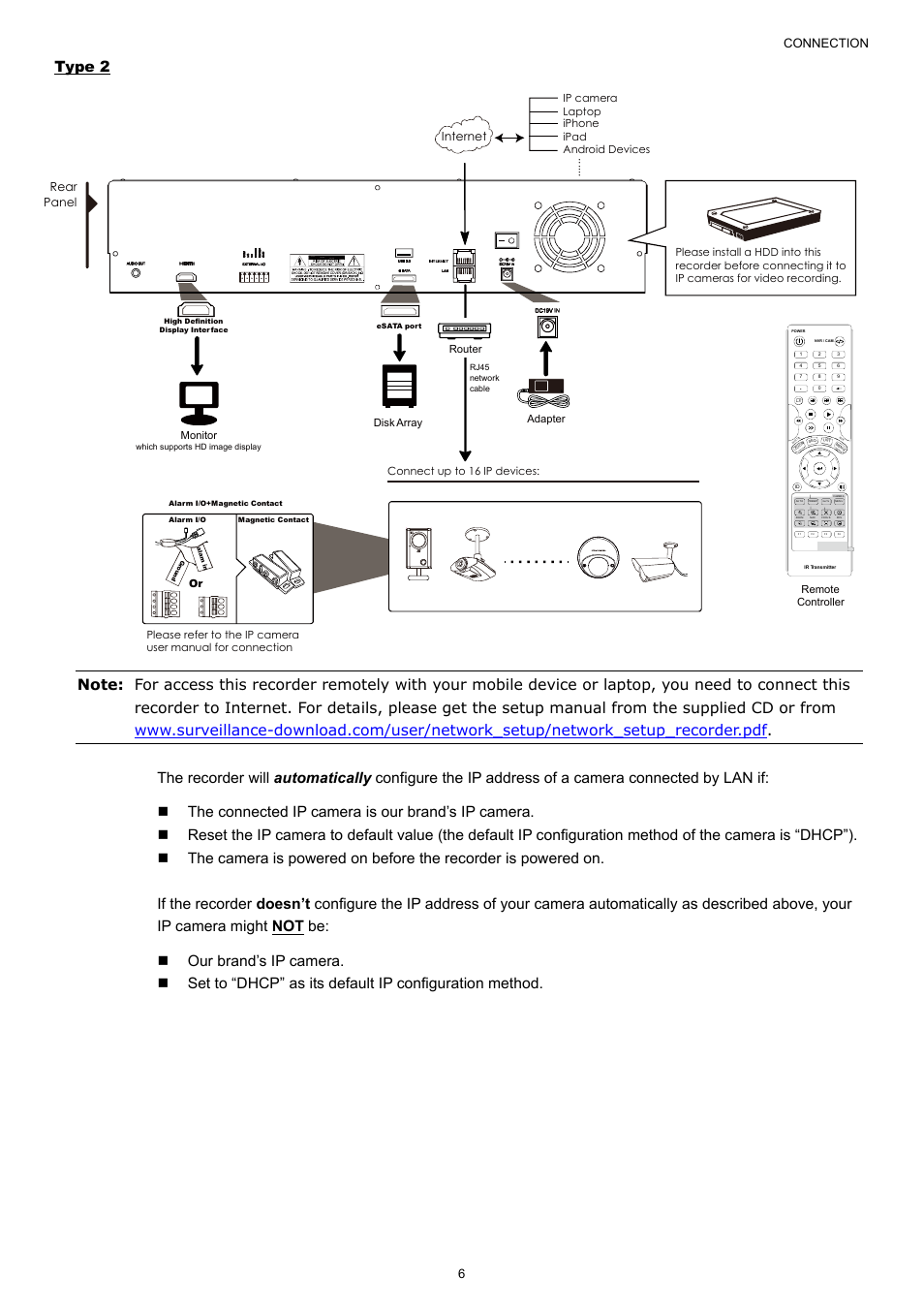 Type 2, Connection 6, Rear panel | Internet | AGI Security SYS-4HNVR304 Manual User Manual | Page 12 / 95