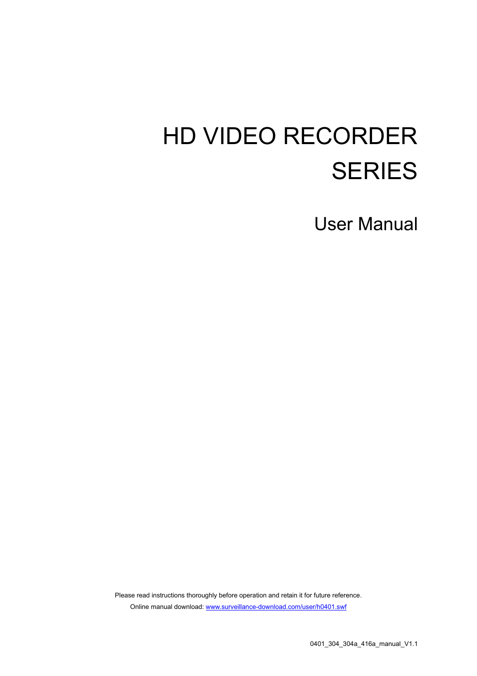 English, Hd video recorder series, User manual | AGI Security SYS-4HNVR304 Manual User Manual | Page 2 / 95